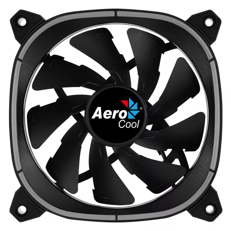 Aerocool ASTRO12 PC ventiliatorius 12cm LED RGB antivibracinis 6 kontaktų juodas