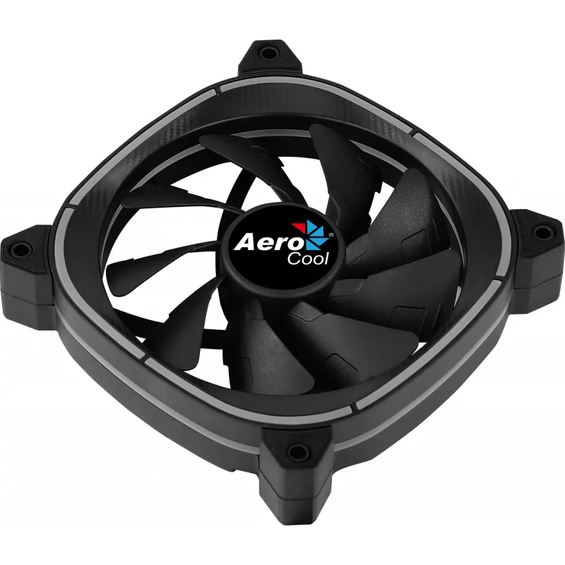 Aerocool ASTRO12 PC ventiliatorius 12cm LED RGB antivibracinis 6 kontaktų juodas
