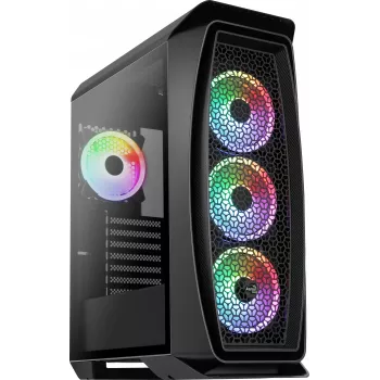 Aerocool Aero One Duo ATX kompiuterio korpusas 4x ARGB ventiliatorių 12 cm + priekinė tinklinė dalis