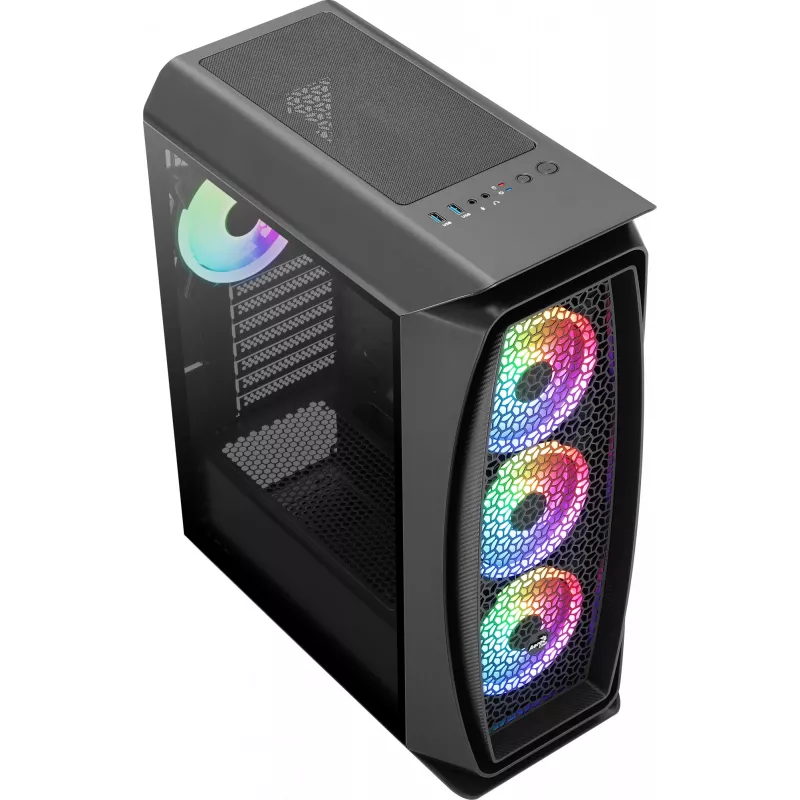 Aerocool Aero One Duo ATX kompiuterio korpusas 4x ARGB ventiliatorių 12 cm + priekinė tinklinė dalis