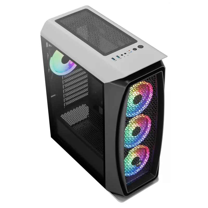 Aerocool AEROONEDUOWHV1 Gaming ATX Case 4xARGB Fans White, Midi Tower, PC, White, ATX, micro ATX, Mini-ITX, Acrylonitrile butadiene styrene (ABS), SPCC, Gaming