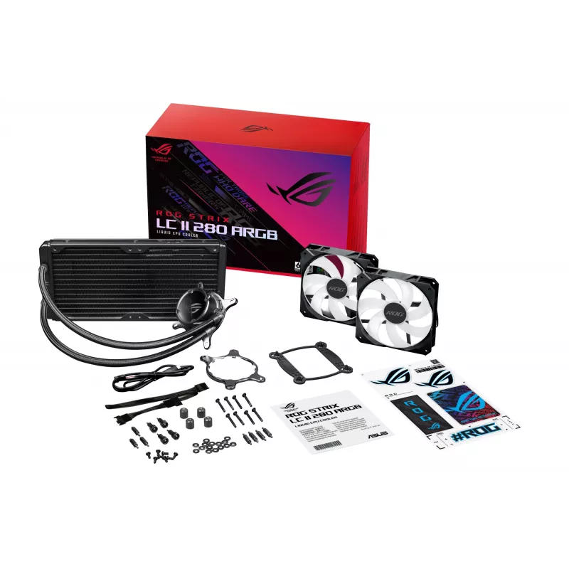 ASUS ROG STRIX LC II 280 ARGB procesoriaus „viskas viename“ skysčio aušintuvas 14 cm juodas 1 vnt.