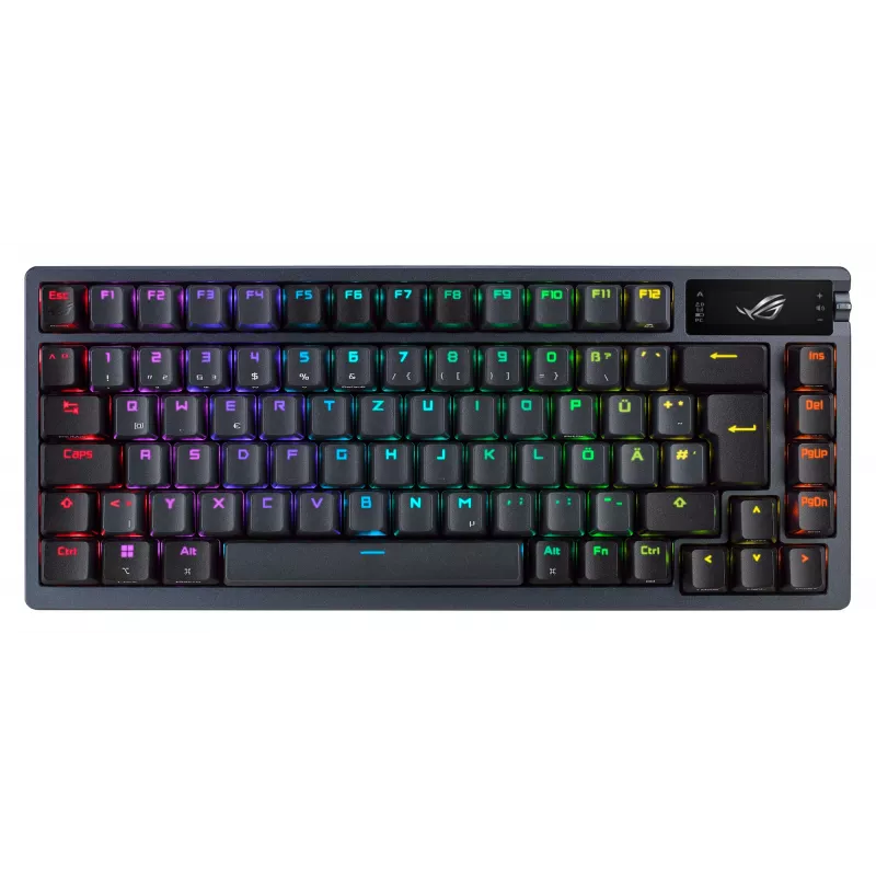 ASUS ROG AZOTH klaviatūra, skirta žaidimams, USB, RF belaidė, Bluetooth, juoda, 75% (Nordic klaviatūra)