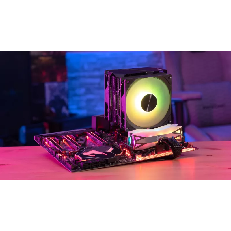 Aerocool Rime 4 Dual Procesoriaus oro aušintuvas 12 cm Juoda 1 vnt.