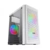 Mars Gaming MC300W Micro ATX grūdinto stiklo kompiuterio korpusas su 3x FrGB ventiliatoriumi, baltas