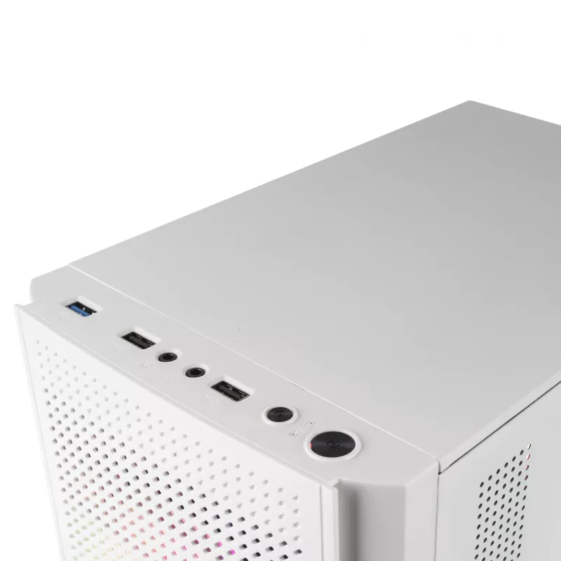 Mars Gaming MC300W Micro ATX grūdinto stiklo kompiuterio korpusas su 3x FrGB ventiliatoriumi, baltas