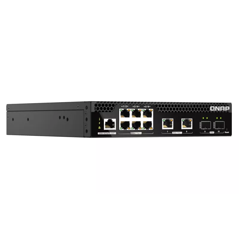 QNAP QSW-M2106PR-2S2T tinklo komutatorius valdomas L2 10G Ethernet (100/1000/10000) maitinimas per Ethernet (PoE) 1U juodas