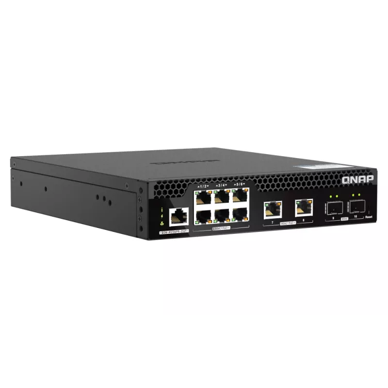 QNAP QSW-M2106PR-2S2T tinklo komutatorius valdomas L2 10G Ethernet (100/1000/10000) maitinimas per Ethernet (PoE) 1U juodas
