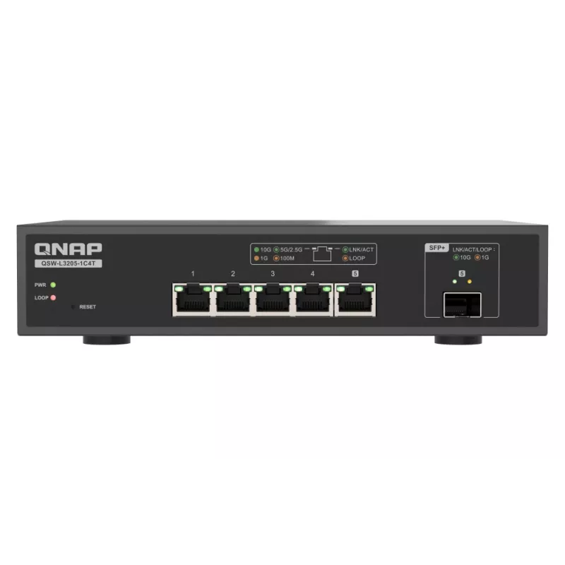 QNAP QSW-L3205-1C4T 4 valdomas 10G Ethernet (100/1000/10000) stalinis juodas