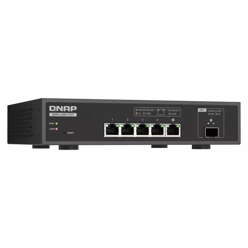 QNAP QSW-L3205-1C4T 4 valdomas 10G Ethernet (100/1000/10000) stalinis juodas