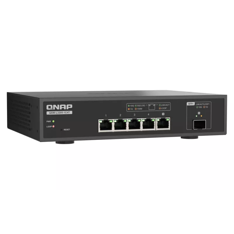 QNAP QSW-L3205-1C4T 4 valdomas 10G Ethernet (100/1000/10000) stalinis juodas