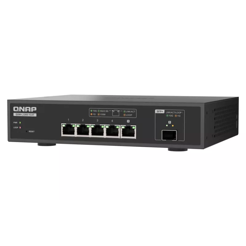QNAP QSW-L3205-1C4T 4 valdomas 10G Ethernet (100/1000/10000) stalinis juodas