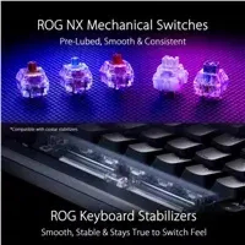 ASUS ROG Azoth klaviatūra, skirta žaidimams USB + RF belaidė + Bluetooth balta