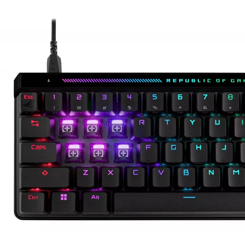 ASUS M605 ROG FALCHION ACE HFX/HFX/US/PBT klaviatūra, Skirta Žaidimams, USB, QWERTY, US International, Juoda