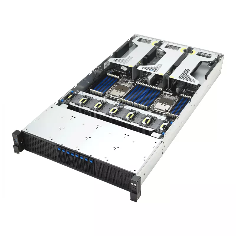 Stovo serveris ASUS RS720-E12-RS8G 3,2 kW perteklinis maitinimo blokas, 8 keičiamųjų diskų skyriai