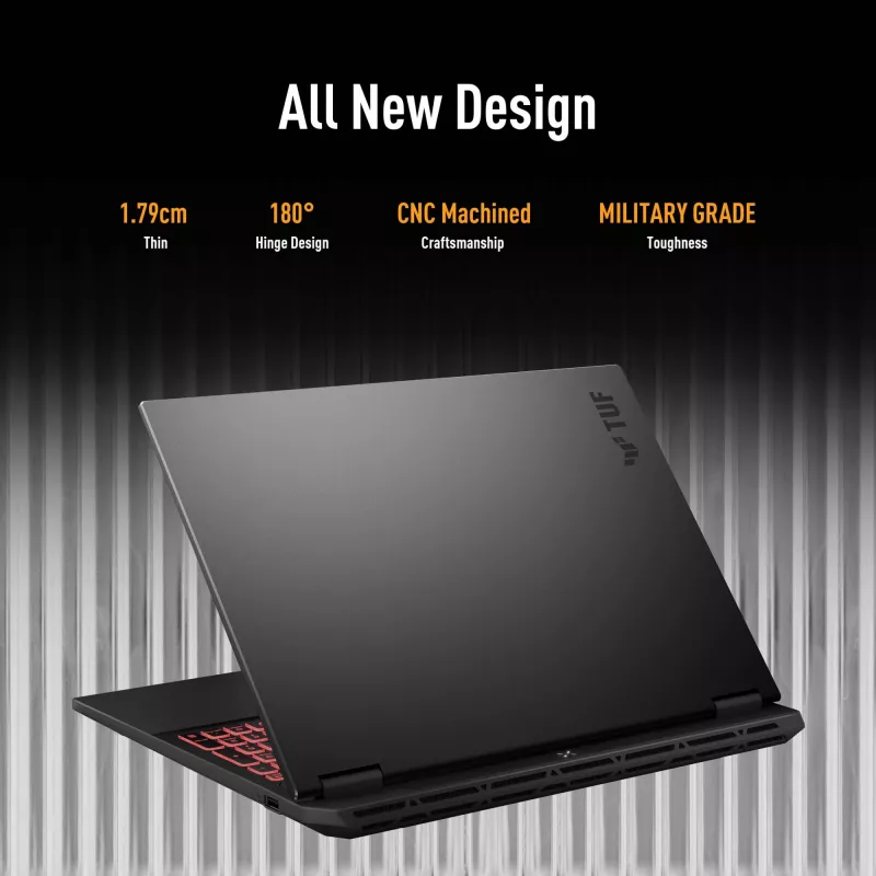 ASUS TUF Gaming A16 FA608UH-RV020W AMD Ryzen™ 7 260 Nešiojamasis kompiuteris 40,6 cm (16 colių) WUXGA 16 GB DDR5-SDRAM 512 GB SSD NVIDIA® GeForce RTX™ 5050 Wi-Fi 6E (802.11ax) Windows 11 Home Olandiška pilka