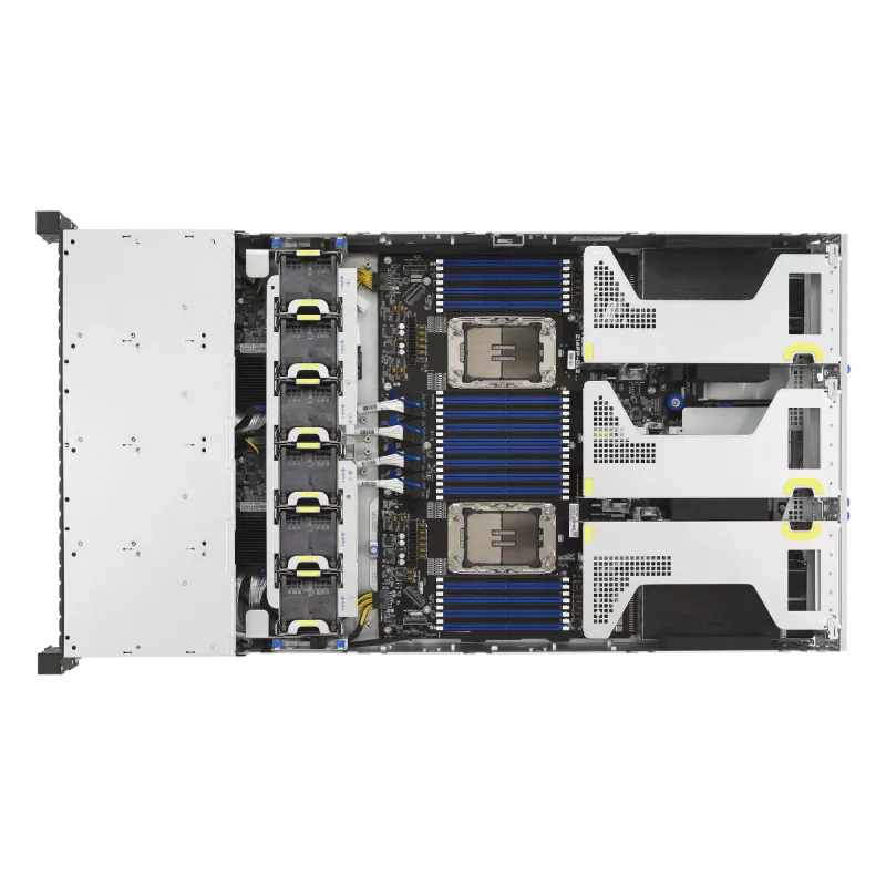 Serveris ASUS RS720-E12-RS24G 3,2KW 24N – stovo serveris su 3,2 kW maitinimo šaltiniu ir 24 diskų lizdais