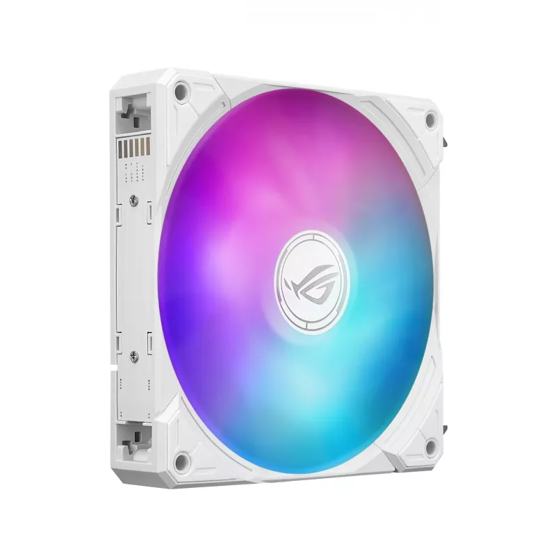 Viskas viename skysčio aušintuvas ASUS ROG Ryuo IV SLC 360 ARGB White Edition — 360 mm radiatorius, 3×120 mm ventiliatoriai, AMOLED ekranas, LGA 1700 palaikymas