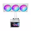 Viskas viename skysčio aušintuvas ASUS ROG Ryuo IV SLC 360 ARGB White Edition — 360 mm radiatorius, 3×120 mm ventiliatoriai, AMOLED ekranas, LGA 1700 palaikymas