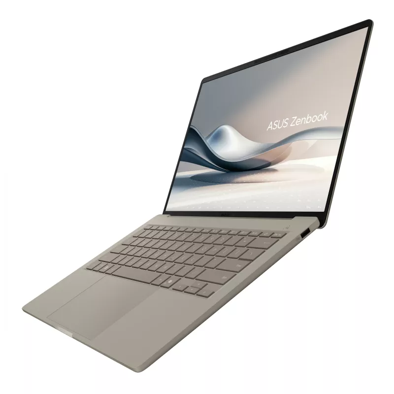 ASUS Zenbook A14 UX3407QA-QD289W Copilot+ PC Snapdragon X1-26-100 Nešiojamasis kompiuteris 35,6 cm (14 col.) WUXGA 16 GB LPDDR5x-SDRAM 512 GB SSD Wi-Fi 6E (802.11ax) Windows 11 Home Smėlio spalvos