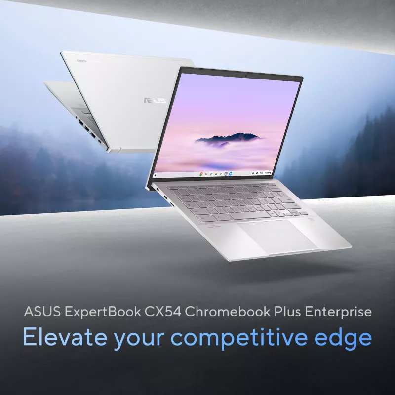 ASUS Chromebook Plus Enterprise CB54 CB5403CMA-QM0916 Intel Core Ultra 7 155U 35,6 cm (14 colių) jutiklinis WQXGA 16 GB LPDDR5x-SDRAM 256 GB SSD Wi-Fi 6E (802.11ax) ChromeOS US International sidabrinis