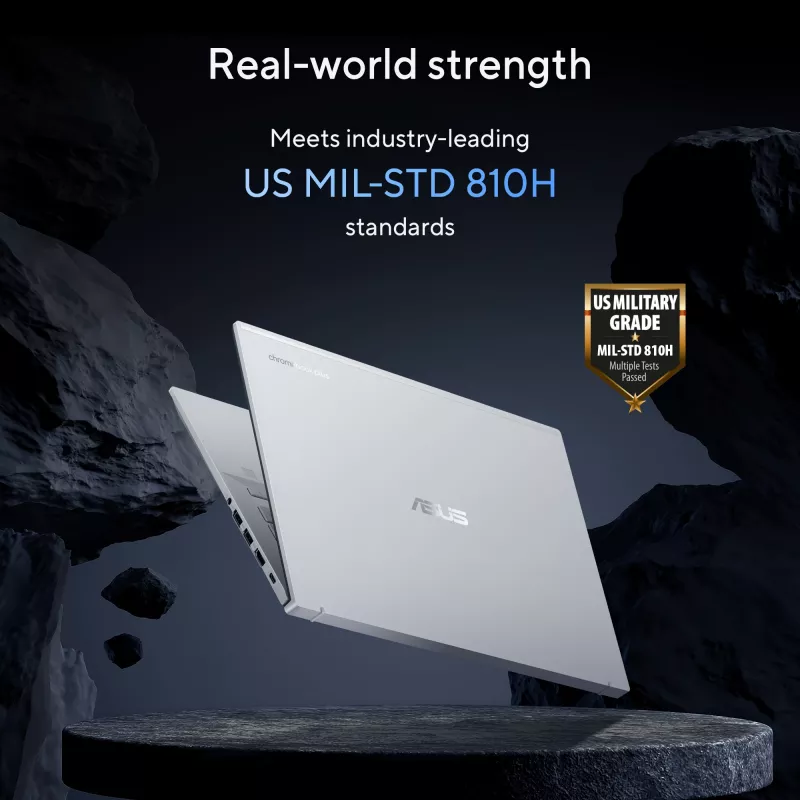 ASUS Chromebook Plus Enterprise CB54 CB5403CMA-QM0916 Intel Core Ultra 7 155U 35,6 cm (14 colių) jutiklinis WQXGA 16 GB LPDDR5x-SDRAM 256 GB SSD Wi-Fi 6E (802.11ax) ChromeOS US International sidabrinis