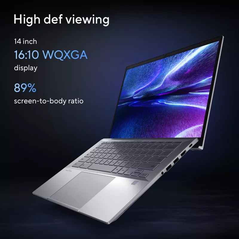 ASUS Chromebook Plus Enterprise CB54 CB5403CMA-QM0916 Intel Core Ultra 7 155U 35,6 cm (14 colių) jutiklinis WQXGA 16 GB LPDDR5x-SDRAM 256 GB SSD Wi-Fi 6E (802.11ax) ChromeOS US International sidabrinis