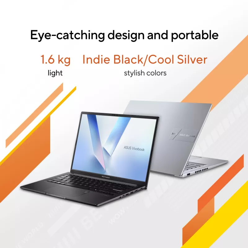 ASUS Vivobook 14 M1405NAQ-LY025W AMD Ryzen™ 7 170 nešiojamas kompiuteris 35,6 cm (14 colių) WUXGA 16 GB DDR5-SDRAM 512 GB SSD Wi-Fi 6 (802.11ax) Windows 11 Home olandų juoda