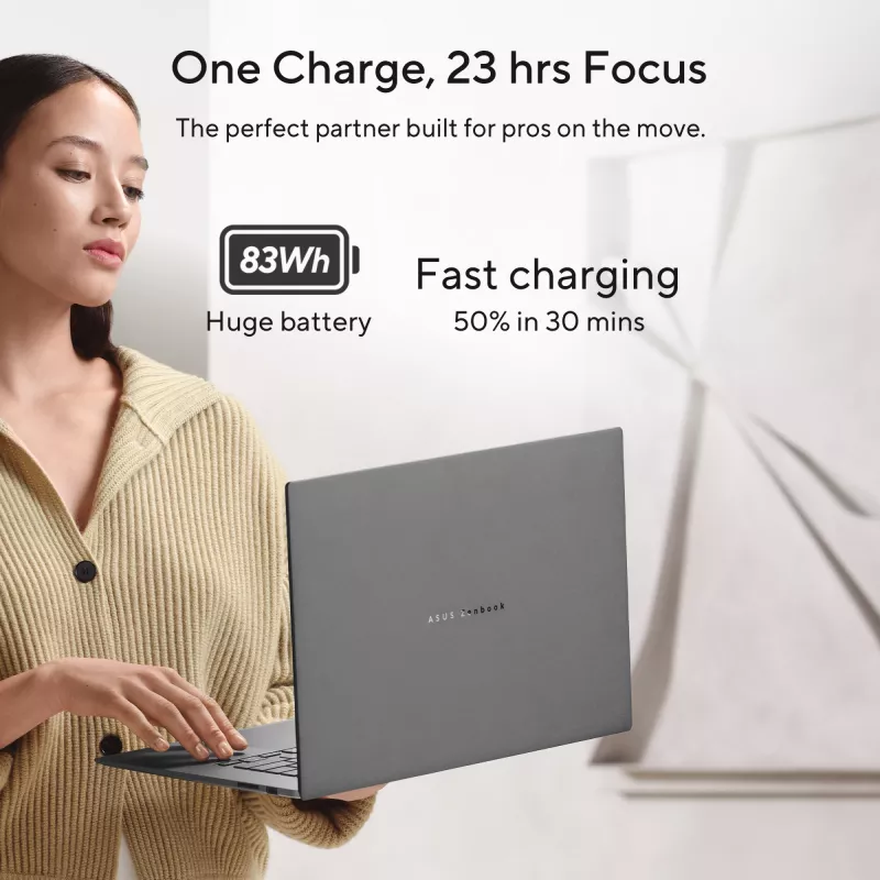 ASUS Zenbook S16 UM5606GA-SS180W Copilot+ PC AMD Ryzen AI 9 465 Nešiojamasis kompiuteris 40,6 cm (16 colių) 3K 32 GB LPDDR5x-SDRAM 1 TB SSD Wi-Fi 7 (802.11be) Windows 11 Home Olandiška pilka