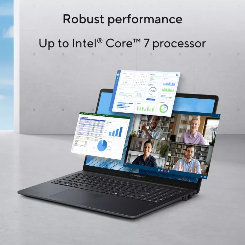 ASUS ExpertBook B1 B1503CVA-S78423X Intel Core 7 150U Nešiojamasis kompiuteris 39,6 cm (15,6 col.) Full HD 16 GB DDR5-SDRAM 512 GB SSD Wi-Fi 6E (802.11ax) Windows 11 Pro US International Pilka