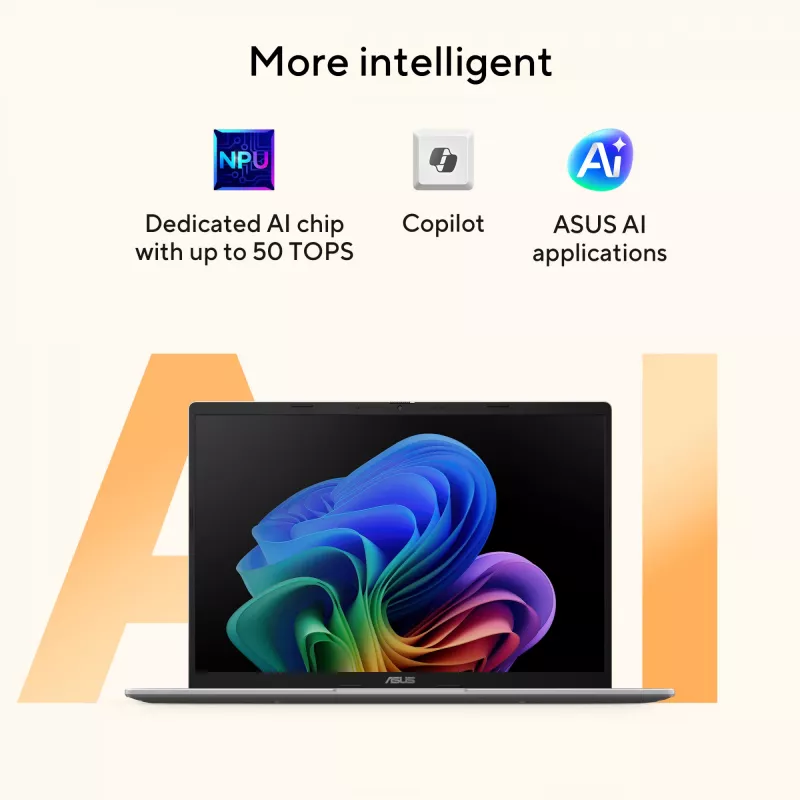 ASUS Vivobook 14 M1407GA-LY012W Copilot+ PC AMD Ryzen™ AI 7 445 Nešiojamasis kompiuteris 35.6 cm (14 colių) WUXGA 16 GB DDR5-SDRAM 512 GB SSD Wi-Fi 6 (802.11ax) Windows 11 Home Olandiška Sidabrinis