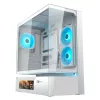 COUGAR CFV235 Vision vidutinio bokšto PC korpusas — ARGB, 23,3 cm (9,16 col.) LCD, grūdintas stiklas, balta, palaiko ATX/Micro-ITX, 2x3,5 col. + 2x2,5 col.