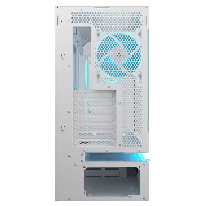 COUGAR CFV235 Vision vidutinio bokšto PC korpusas — ARGB, 23,3 cm (9,16 col.) LCD, grūdintas stiklas, balta, palaiko ATX/Micro-ITX, 2x3,5 col. + 2x2,5 col.