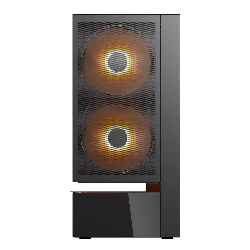 COUGAR PC Midi Tower korpusas CFV235 Vision — ARGB, 23,3 cm (9,16 col.) LCD 1920×462, tinklelis, priekyje 2×160 mm, gale 1×120 mm, juodas