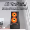 COUGAR PC Midi Tower korpusas CFV235 Vision — ARGB, 23,3 cm (9,16 col.) LCD 1920×462, tinklelis, priekyje 2×160 mm, gale 1×120 mm, juodas