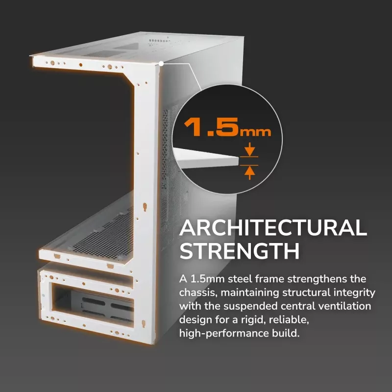 COUGAR PC Midi Tower korpusas CFV235 Vision — ARGB, 23,3 cm (9,16 col.) LCD 1920×462, tinklelis, priekyje 2×160 mm, gale 1×120 mm, juodas