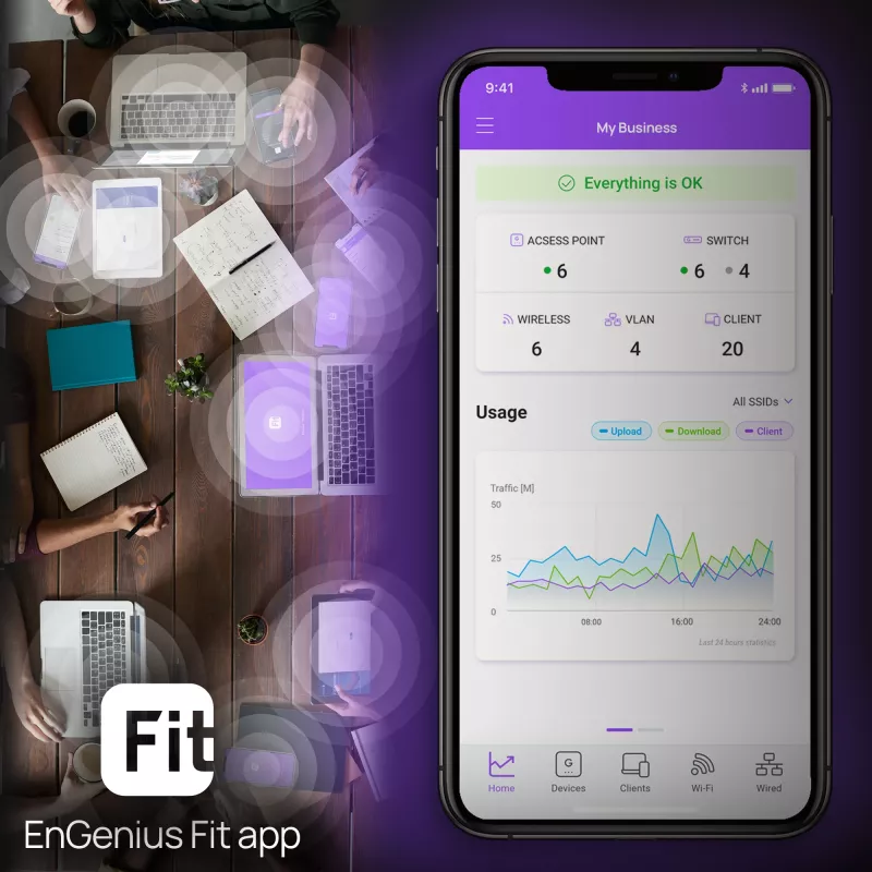 Valdomas komutatorius EnGenius FitSwitch 8 PoE 8x Gigabit Ethernet prievadai