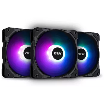 MSI MAX F12A-3 120 mm ARGB ventiliatorių rinkinys – korpuso priedas „3x 120 mm ARGB PWM ventiliatoriai, 600–1500 aps./min., „Mystic Lighting“ sinchronizacija“