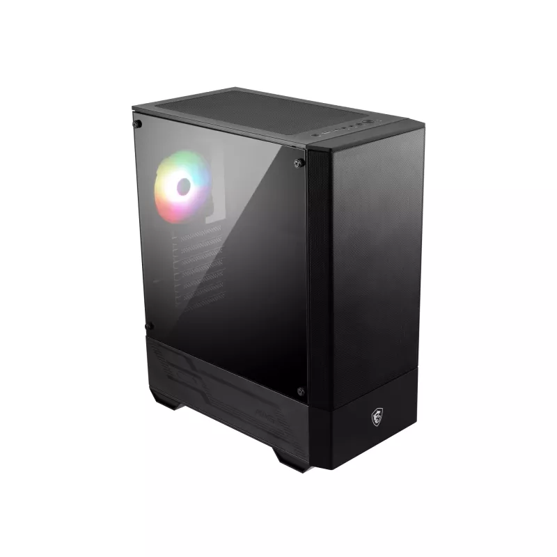 MSI MAG FORGE 111R vidutinio dydžio bokštinis žaidimų kompiuterio korpusas „Juodas, 1x 120 mm ARGB PWM ventiliatorius, 1-6 ARGB šakotuvas, Mystic Light sinchronizacija, grūdinto stiklo skydelis, ATX, mATX, mini-ITX“