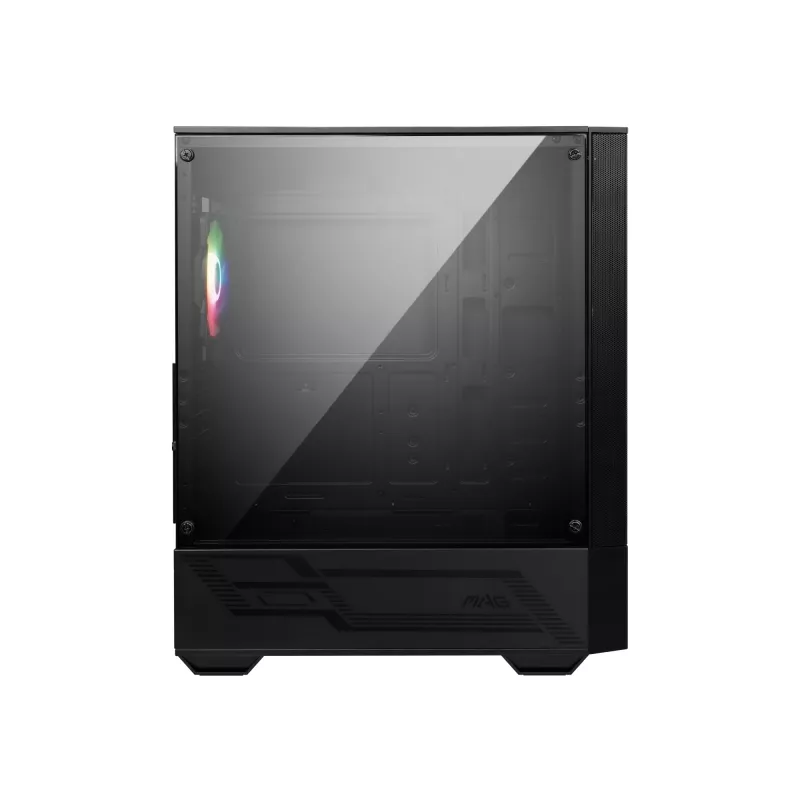 MSI MAG FORGE 111R vidutinio dydžio bokštinis žaidimų kompiuterio korpusas „Juodas, 1x 120 mm ARGB PWM ventiliatorius, 1-6 ARGB šakotuvas, Mystic Light sinchronizacija, grūdinto stiklo skydelis, ATX, mATX, mini-ITX“