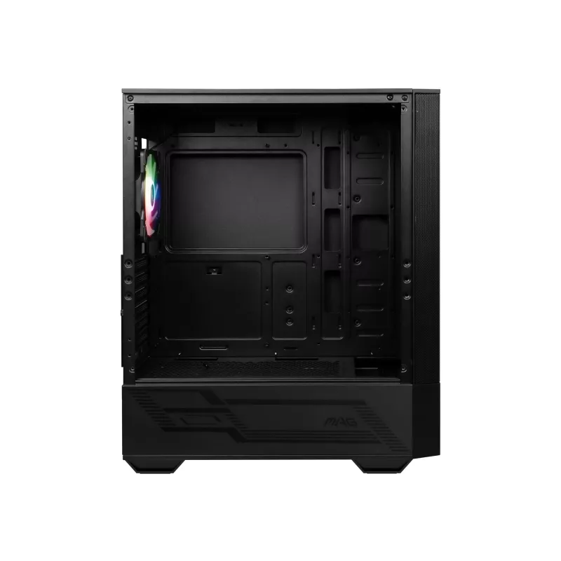MSI MAG FORGE 111R vidutinio dydžio bokštinis žaidimų kompiuterio korpusas „Juodas, 1x 120 mm ARGB PWM ventiliatorius, 1-6 ARGB šakotuvas, Mystic Light sinchronizacija, grūdinto stiklo skydelis, ATX, mATX, mini-ITX“
