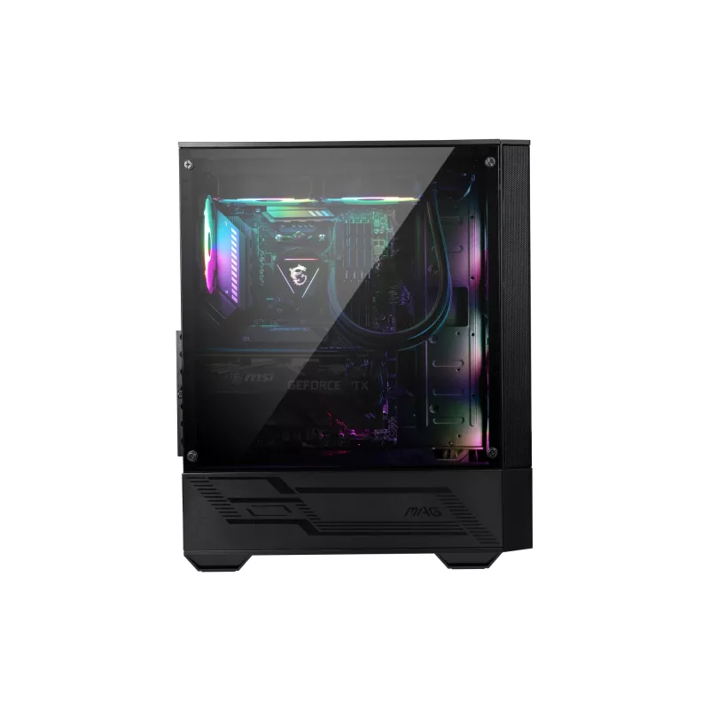 MSI MAG FORGE 111R vidutinio dydžio bokštinis žaidimų kompiuterio korpusas „Juodas, 1x 120 mm ARGB PWM ventiliatorius, 1-6 ARGB šakotuvas, Mystic Light sinchronizacija, grūdinto stiklo skydelis, ATX, mATX, mini-ITX“
