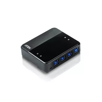 ATEN 4 prievadų USB 3.0 periferinių įrenginių bendrinimo įrenginys, 5 Gbit/s, Micro-USB Type-B, juodas, plastikinis, 0–40 °C, -20–60 °C