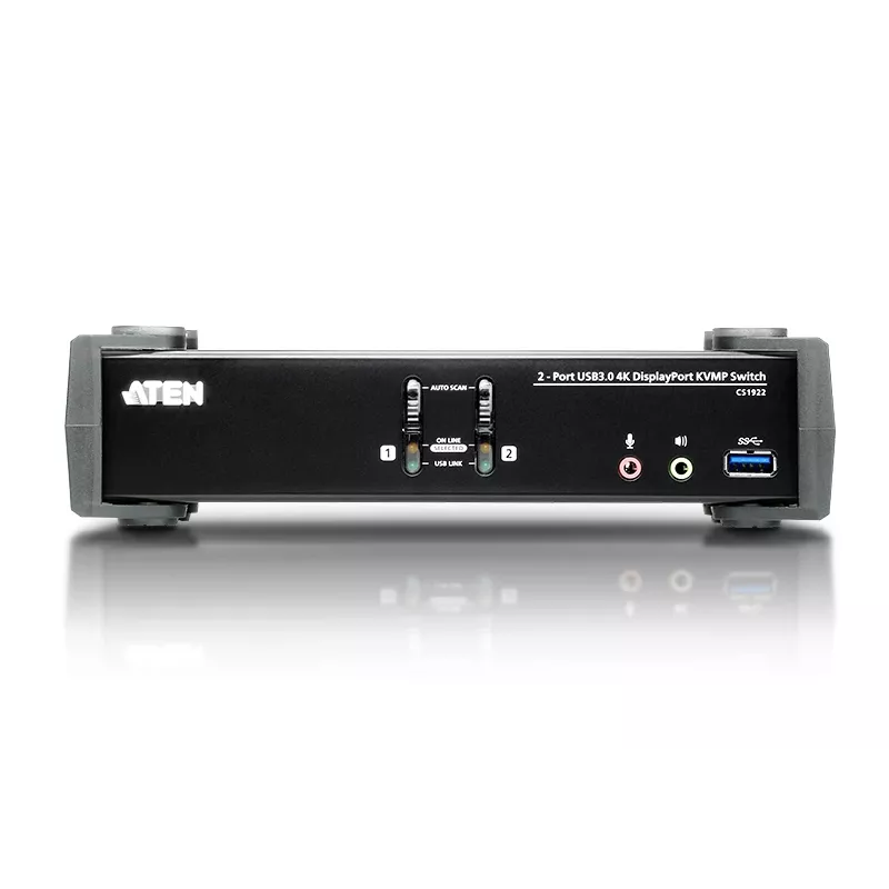 ATEN 2 prievadų USB 3.1 Gen 1 4K DisplayPort 1.2 KVMP™ komutatorius su garsu (KVM kabeliai komplekte)