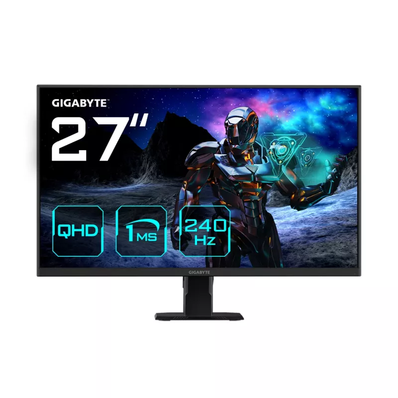 GIGABYTE GS27Q X 27 col. QHD žaidimų monitorius - 2560 x 1440, 240 Hz, 1 ms, 250 cd/m², FreeSync Premium Pro, HDR Ready, HDMI 2.0, DisplayPort 1.4