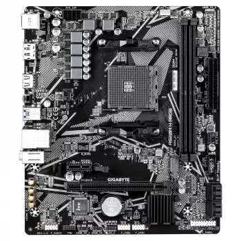 GIGABYTE A520M H ARGB pagrindinė plokštė - palaiko AMD Ryzen 5000 serijos procesorius, iki 5100MHz DDR4 (OC), PCIe 3.0 x4 M.2, 1 GbE LAN, USB 3.2 Gen 1