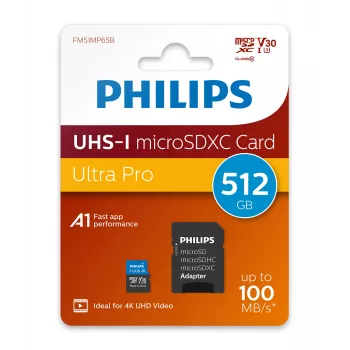 “Philips FM51MP65B/00” atminties kortelė 512 GB MicroSDHC UHS-I Class 10