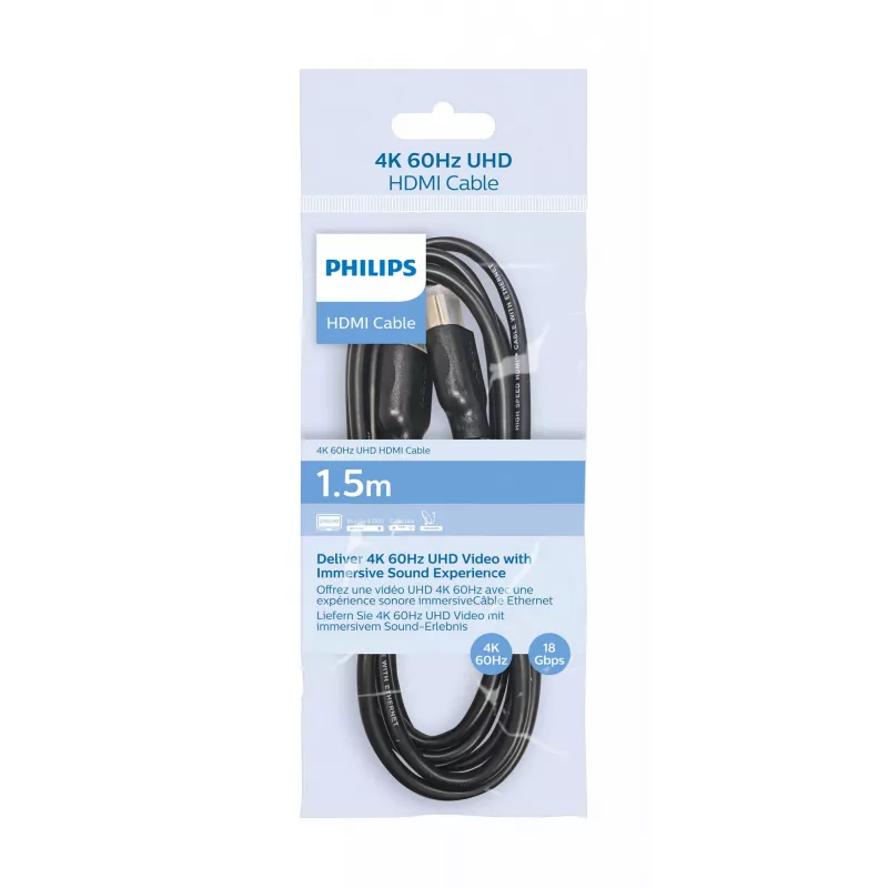 HDMI laidas Philips SWV5510/00 1,5 m A tipo kištukas 18 Gbit/s juodas