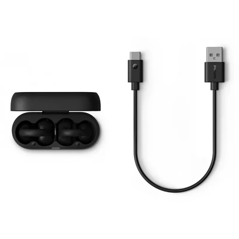 Philips 2000 serija TAQ2000BK ausinės True Wireless Stereo (TWS) ausų segtukas, atviros ausys skambučiams/muzika Bluetooth juoda