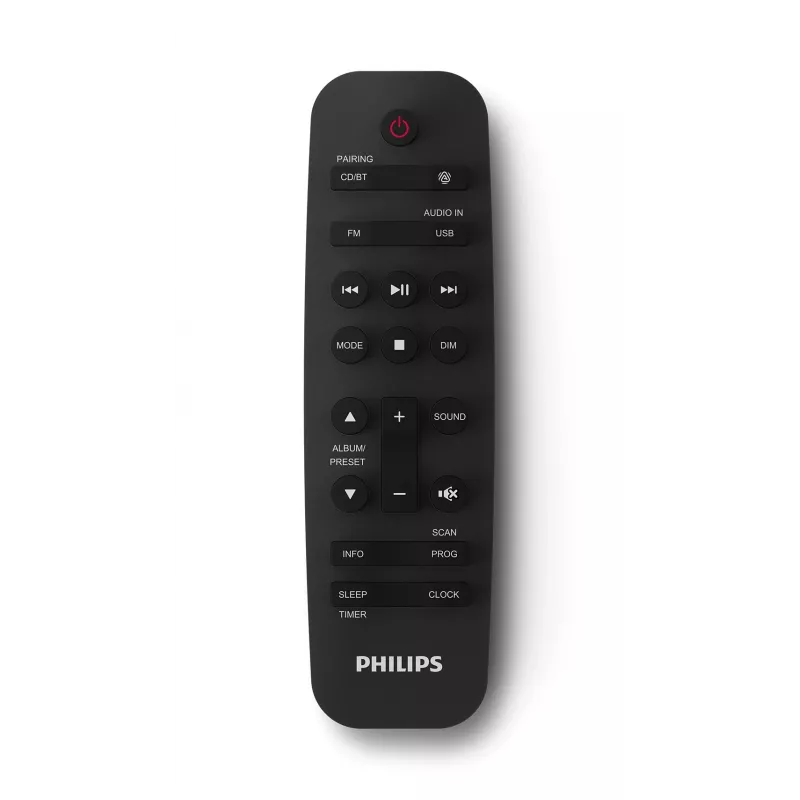 Namų garso mikrosistema Philips TAM4205M2/12 — 80 W RMS, 2 krypčių garsiakalbiai, Bluetooth, FM, LED ekranas, diskų įdėjimo dėklas (juoda/sidabrinė)